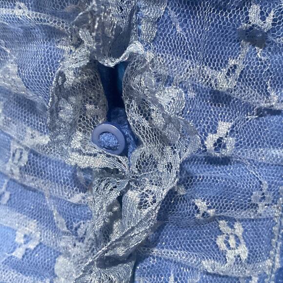 Victor Costa blue velvet ruffled lace Bolero Jacket - Picture 10 of 11